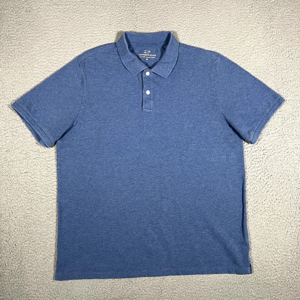 Vineyard Vines Shirt Mens Medium Blue Cotton Blend‎ Knit Polo Casual Preppy Logo